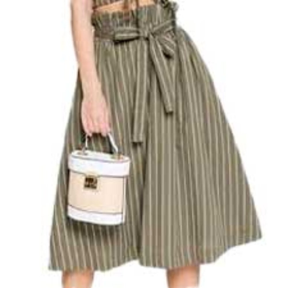 English Factory Paper Bag Striped Midi Skirt NWT - Picture 1 of 2